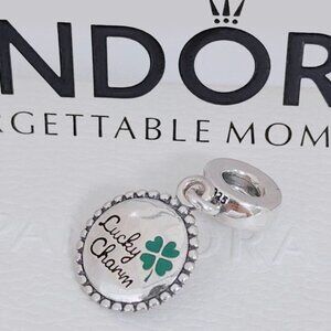 Pandora Green Four-leaf Clover Lucky Dangle Charm Exclusive Pendant S925 Silver